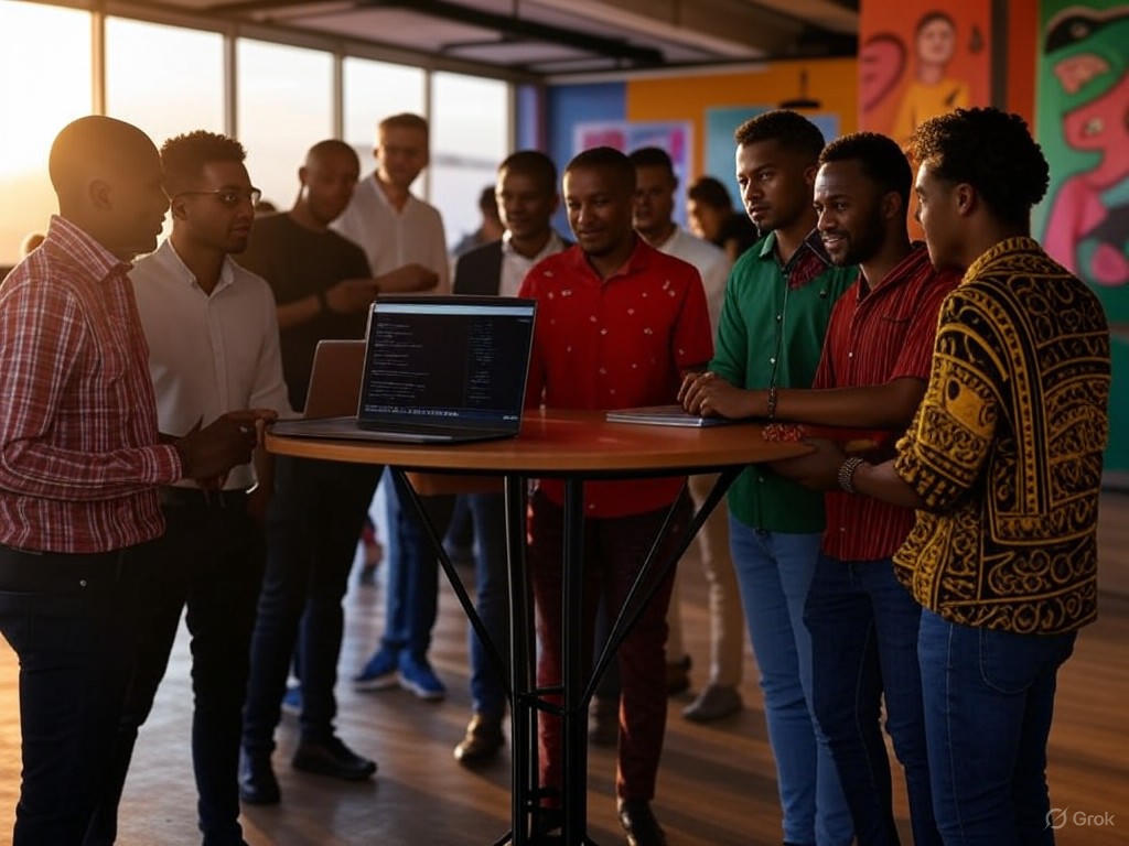 African tech entrepreneurs networking at a bootcamp event