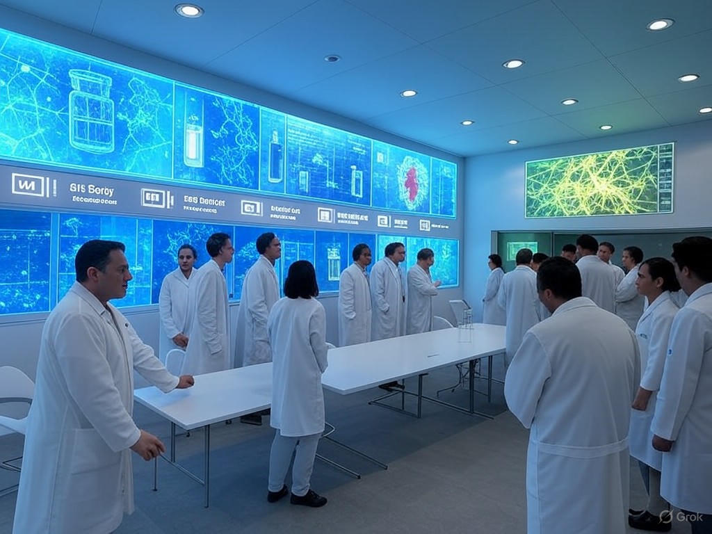 Global pharmaceutical research timeline with AI integration