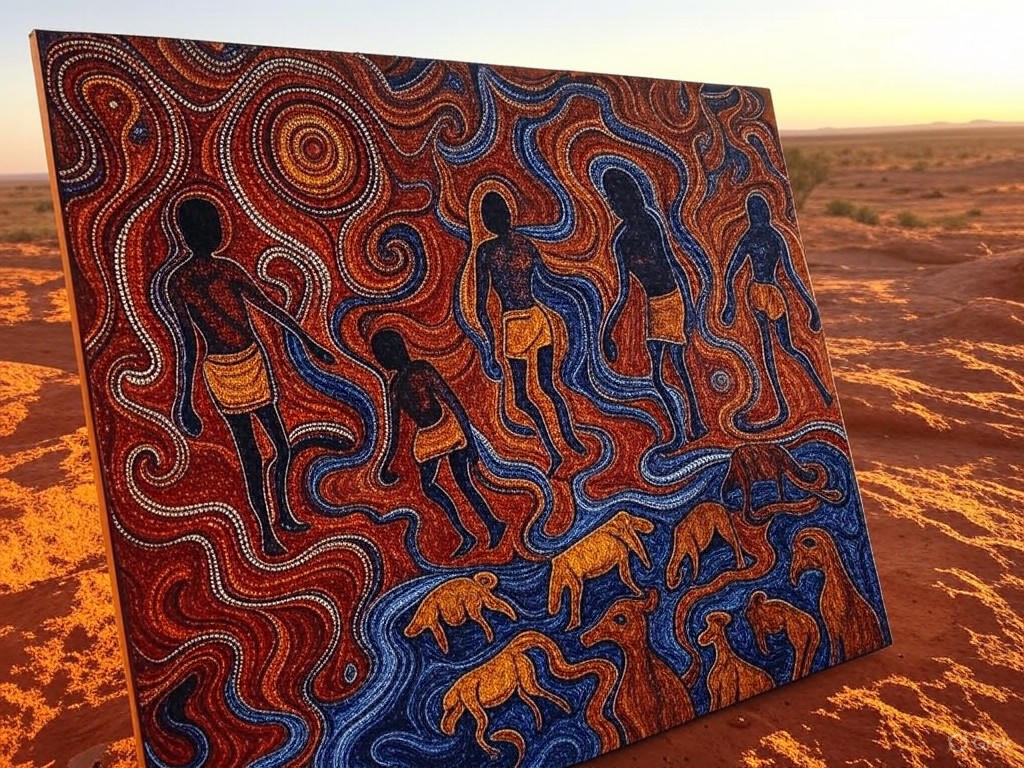 Intricate dot painting of ancestral spirits
