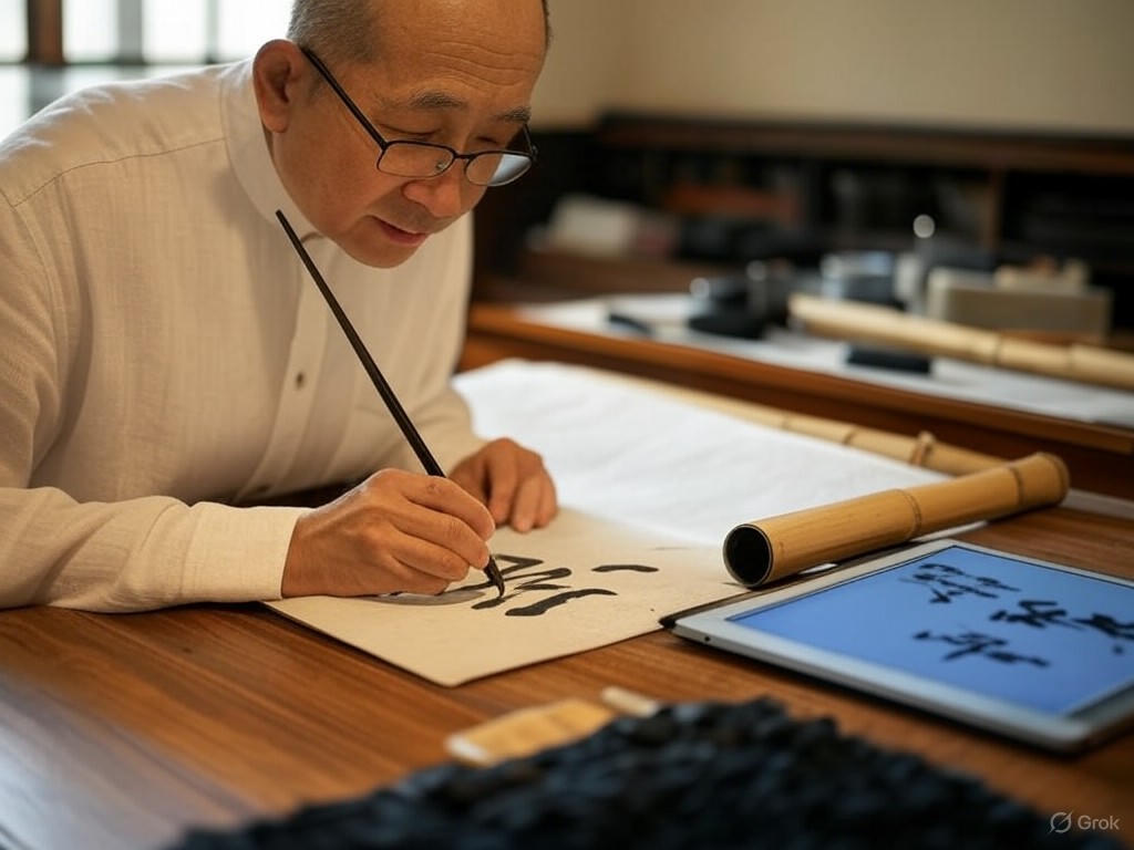 A calligrapher at work