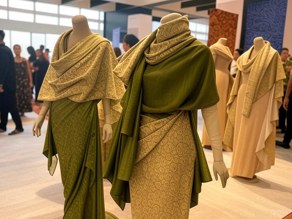 Bamboo fabric on display at a Jakarta fashion expo