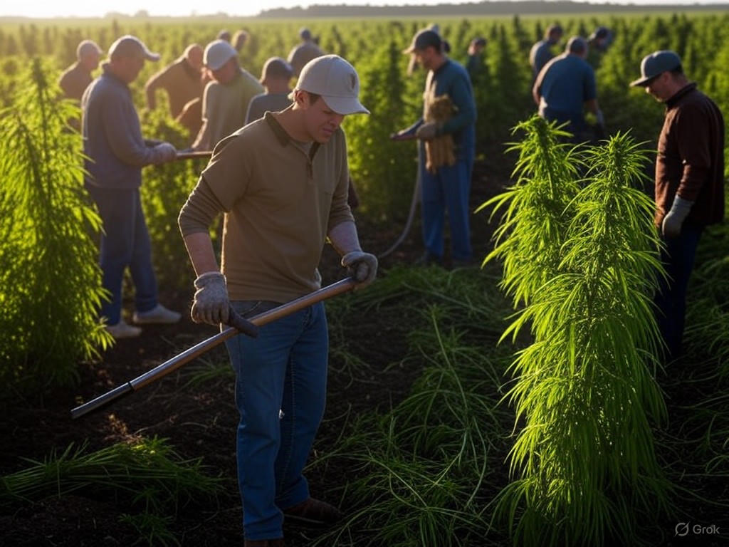 Canadian hemp field harvest