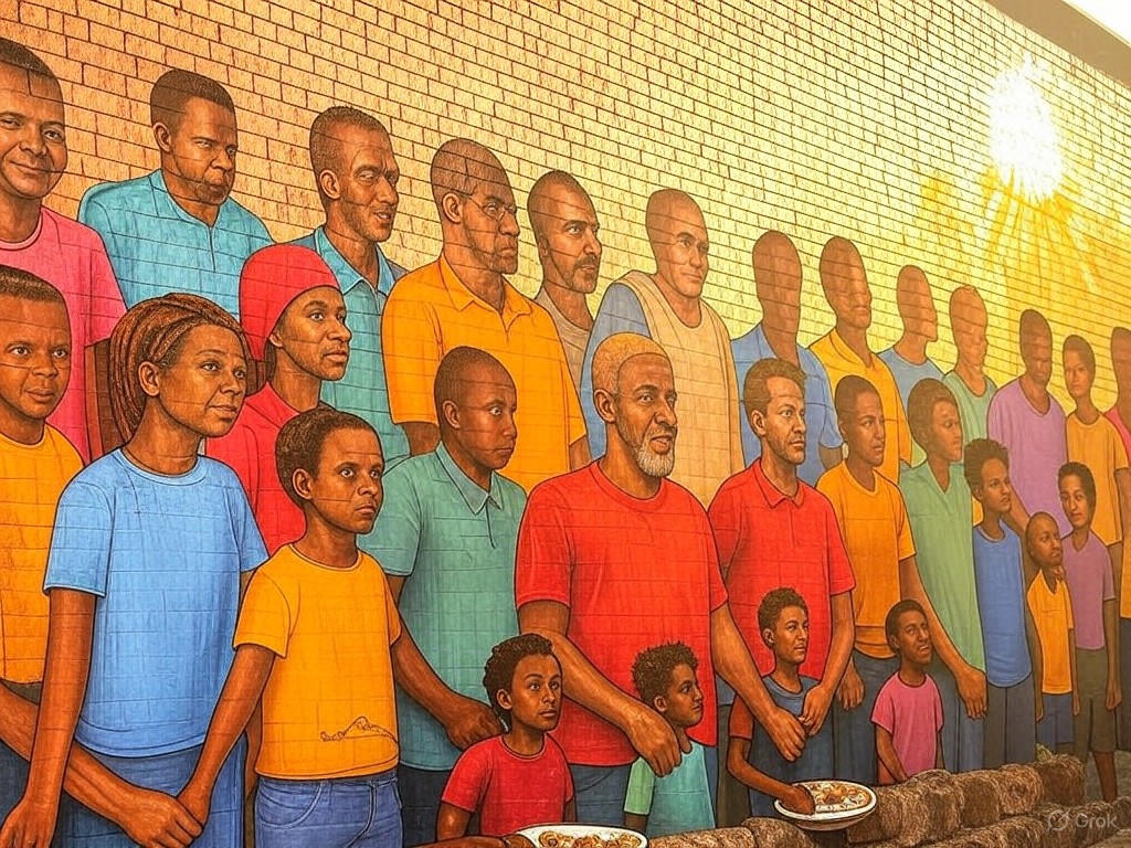 Vibrant mural in Cape Town depicting community unity