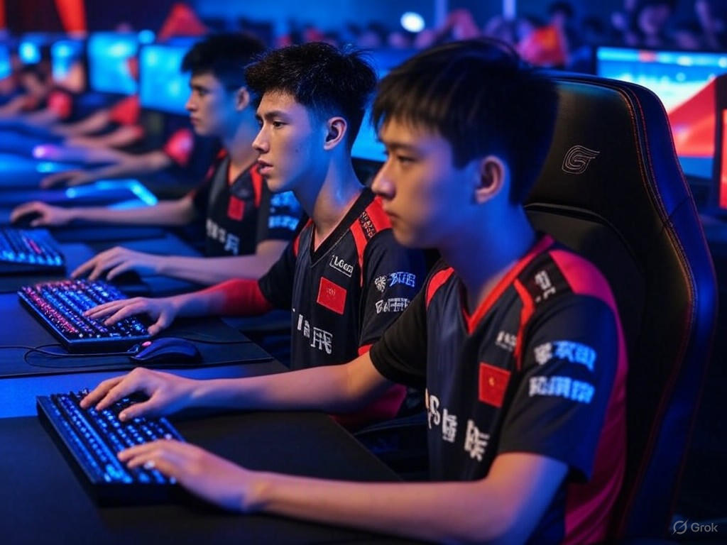 Chinese e-sports players in action