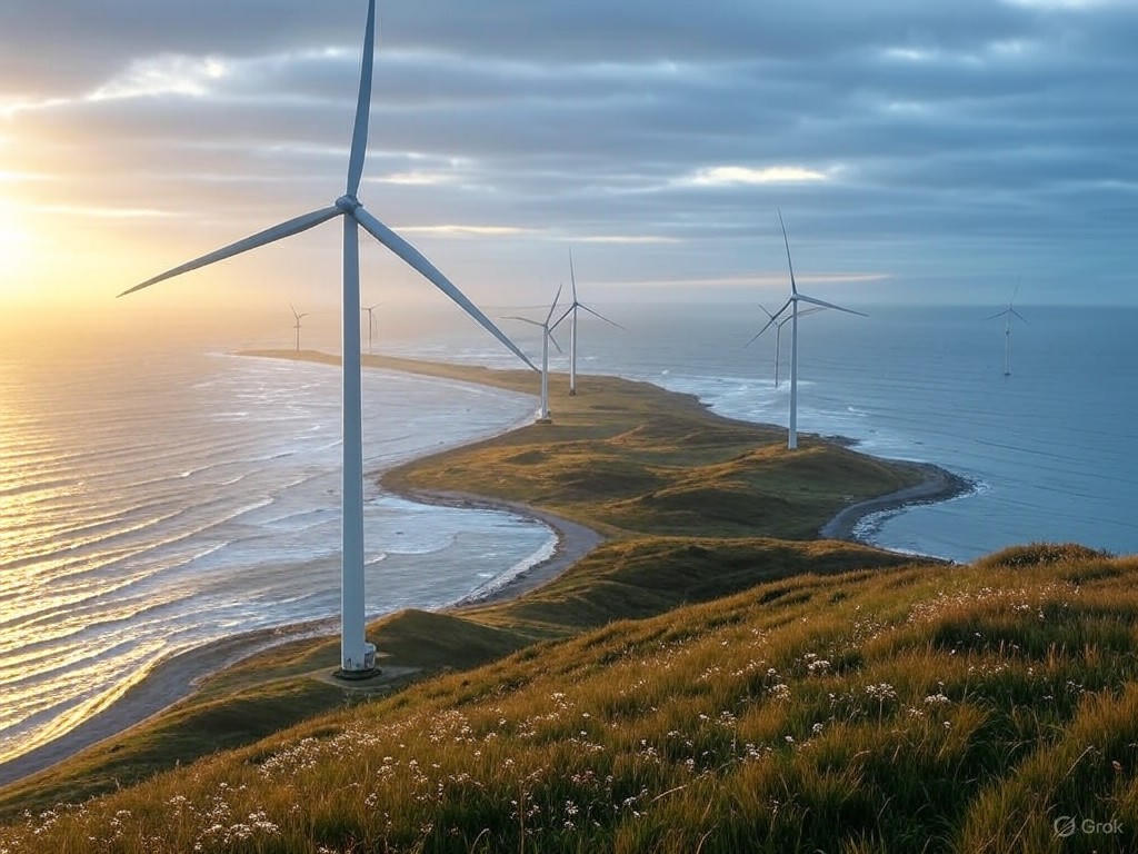 Wind turbines along the Danish coastline