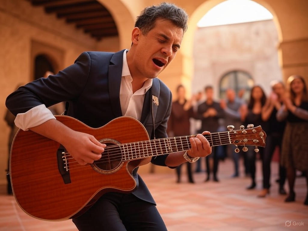 Flamenco guitarist in intimate performance