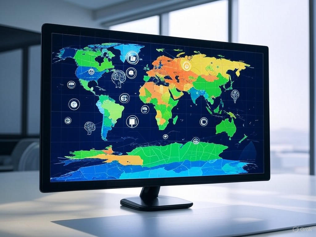 A world map illustrating teletherapy adoption rates across continents