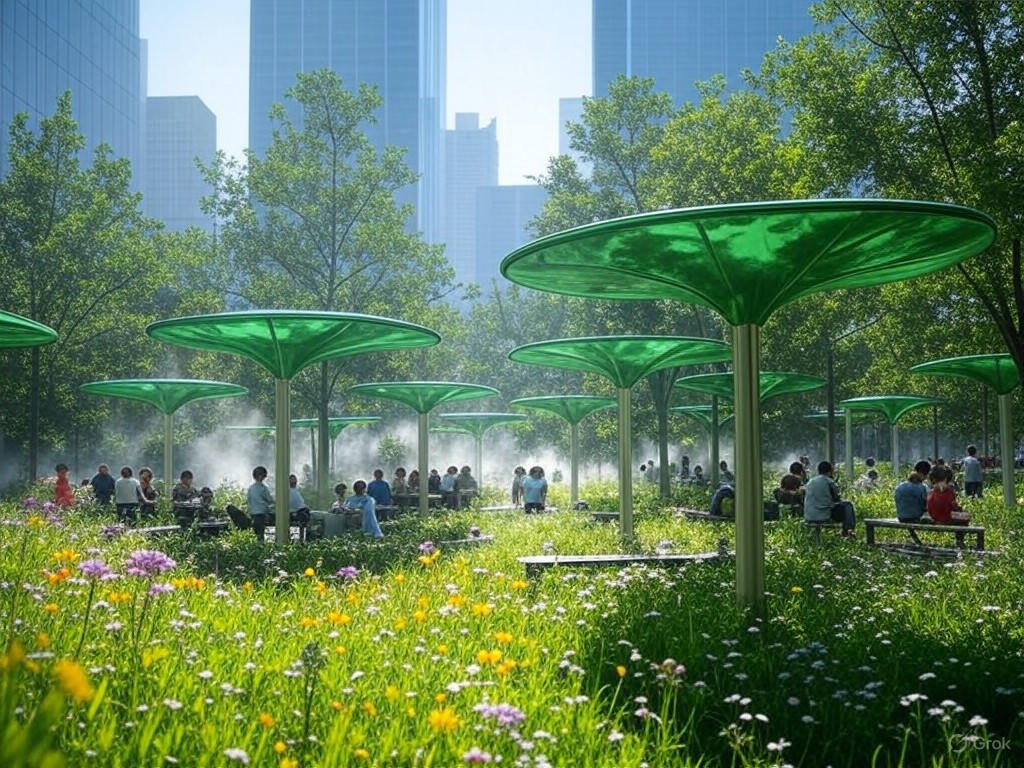 Innovative cooling in urban green spaces