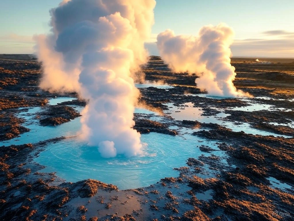 Geothermal geysers erupting in Iceland