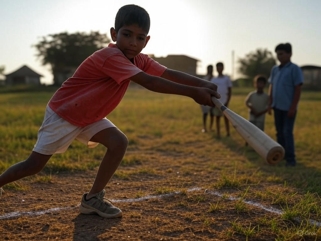 Aspiring cricket star in training