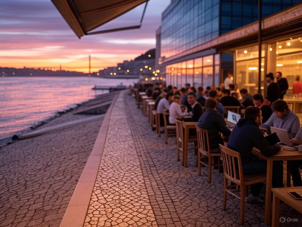 Sunset over Lisbon's tech landscape