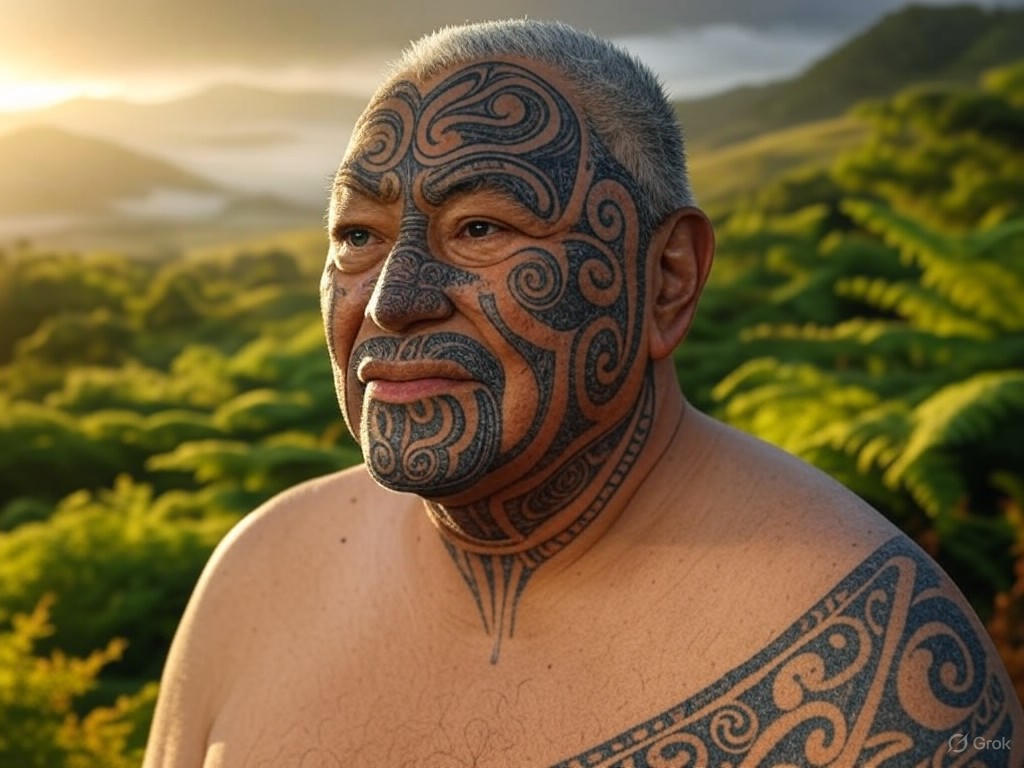 Maori elder with Ta Moko design