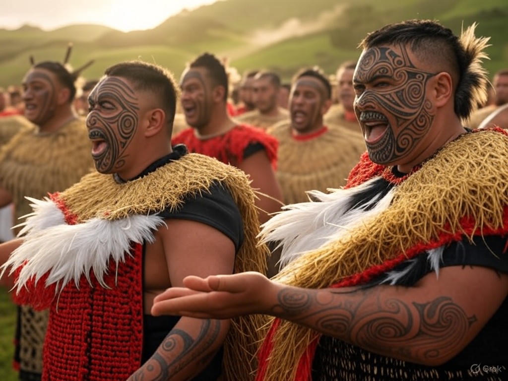 Maori cultural festival with tattoos