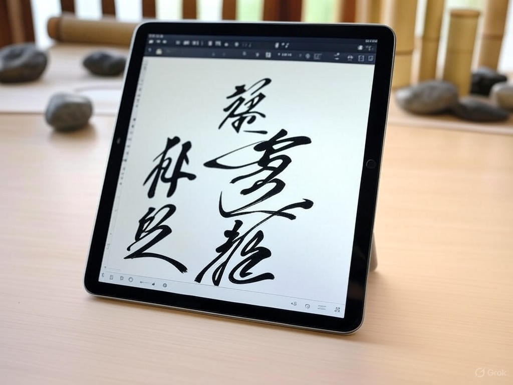 Digital calligraphy app interface