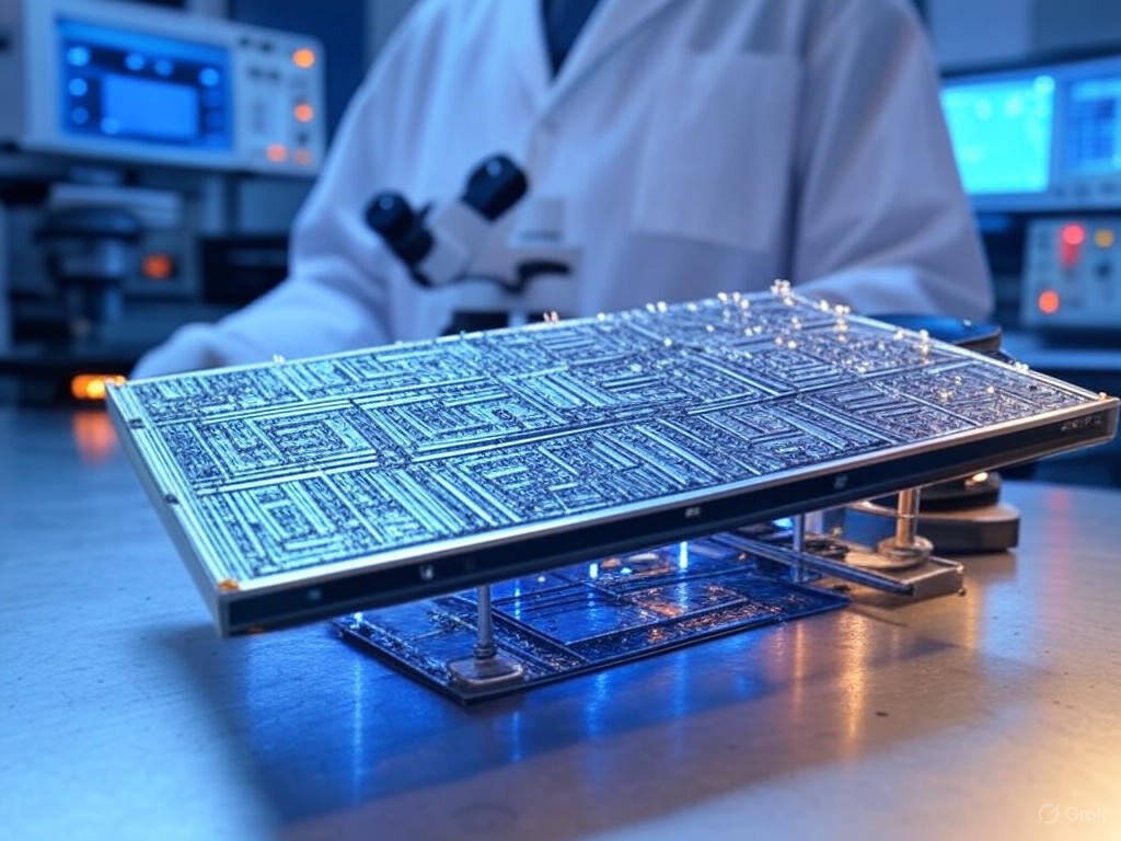 Photonic chip prototype in a lab setting