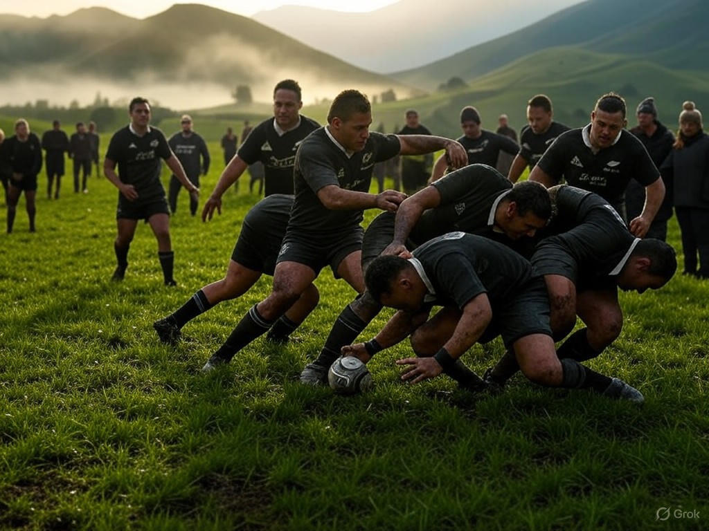 Rural Rugby Match in Action