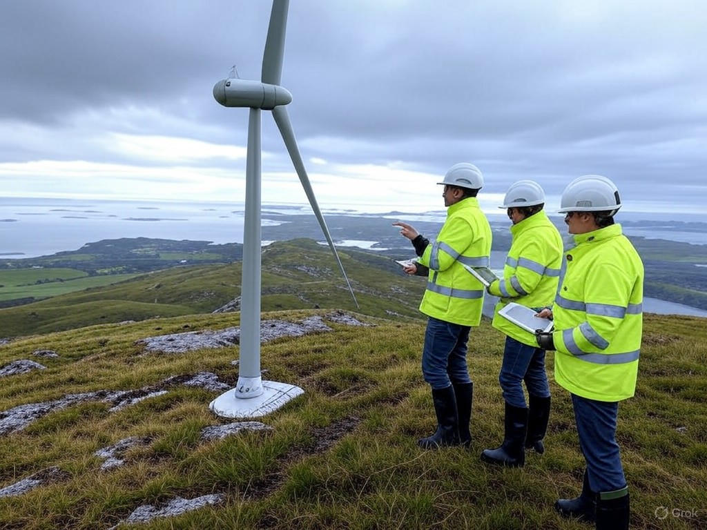 Engineers inspecting a Swedish wind turbine prototype
