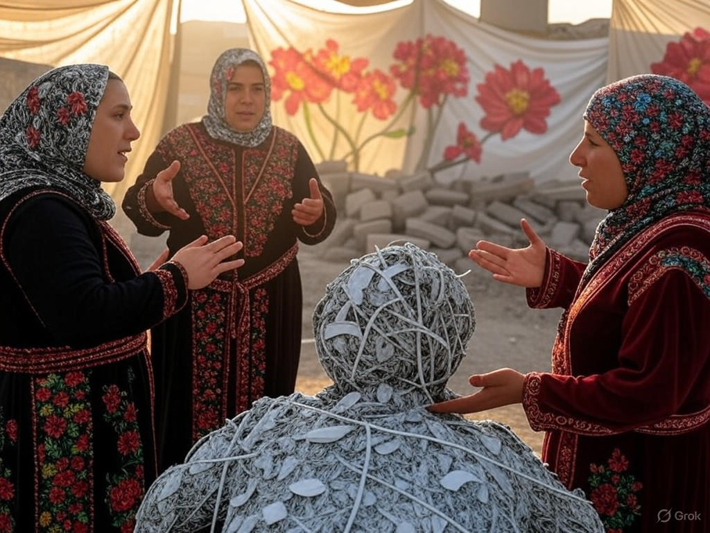Refugee women sharing stories through art installations