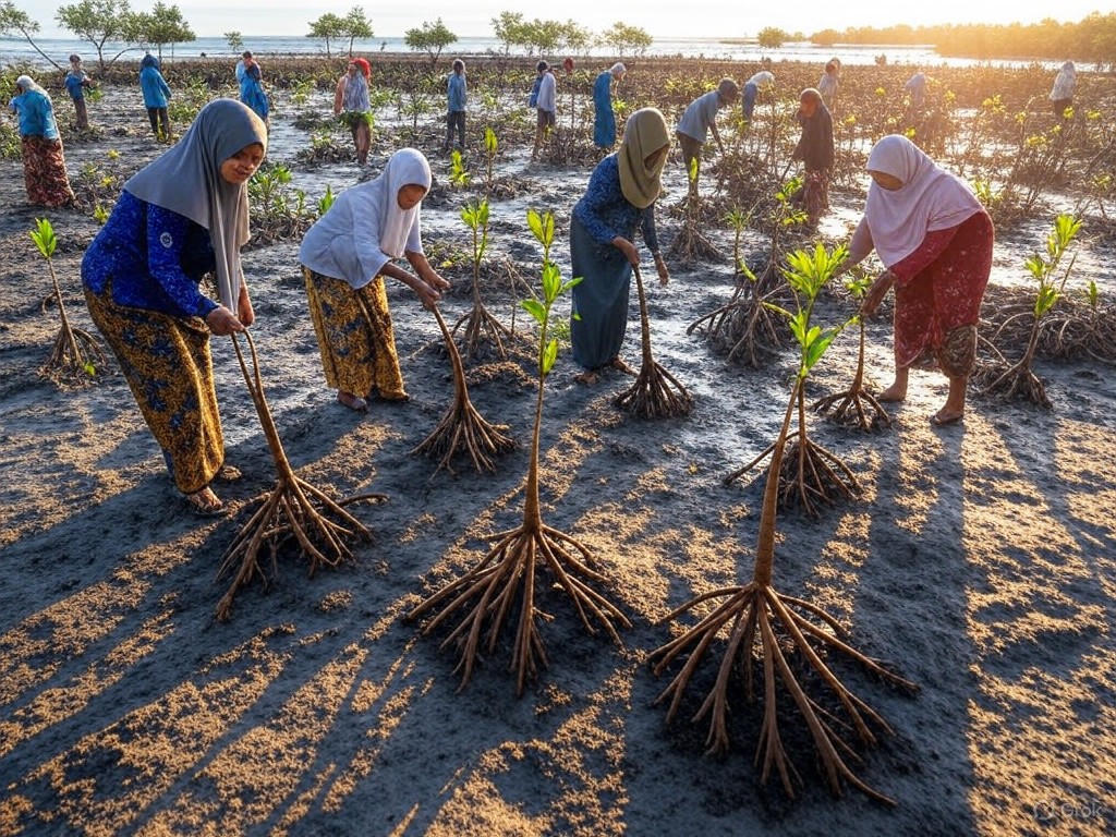 Thriving Mangrove Restoration in Java